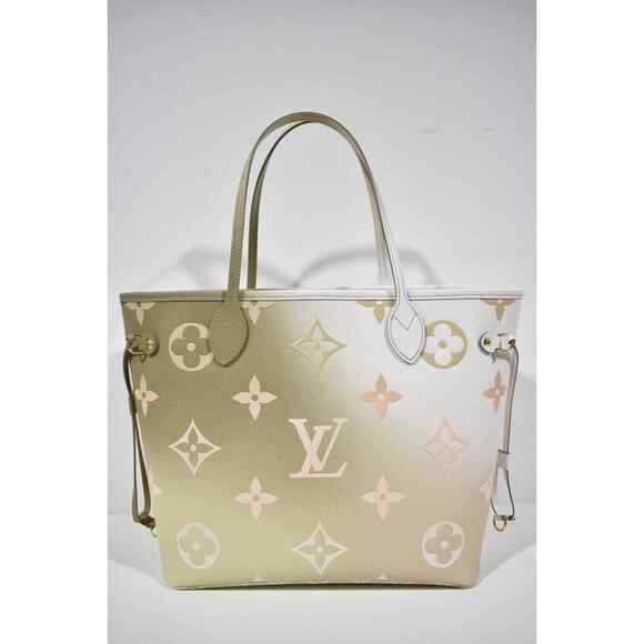Louis Vuitton Neverfull MM Sunset Kaki Green Beige Tote Top Handle Shoulder Bag - Picture 7 of 12